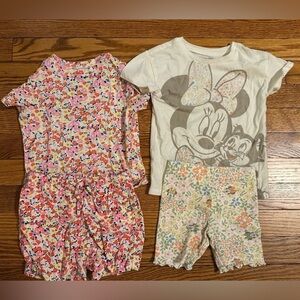 Lot of 2 Toddler Girls T-Shirt & Shorts Sets - Old Navy & Disney Minnie Mouse